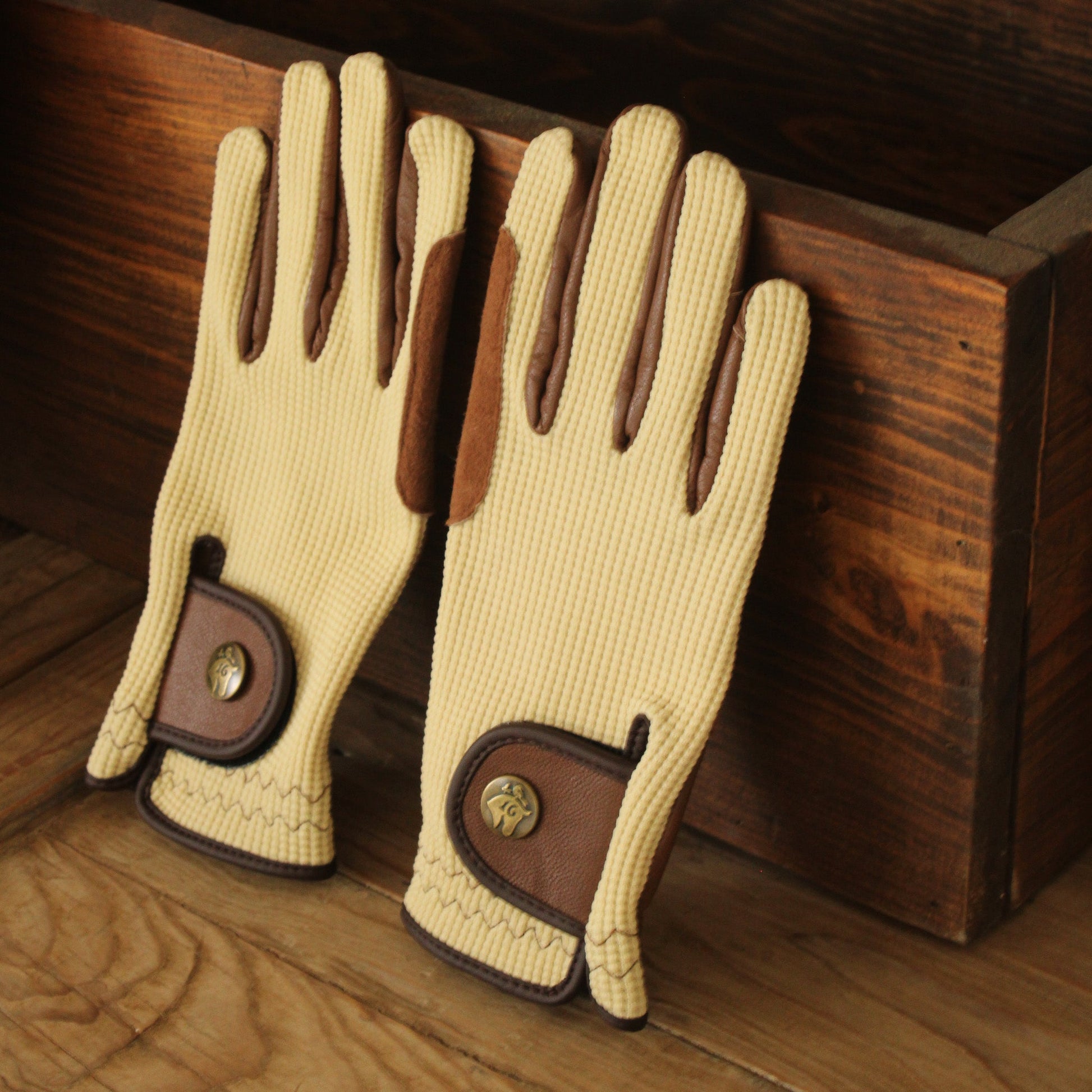 Riding Gloves, Ivory & Cognac