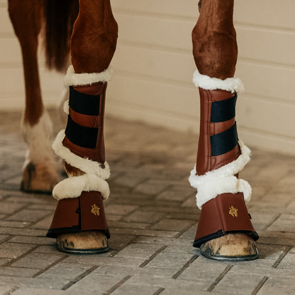 Leatherette Bell Boots, Cognac