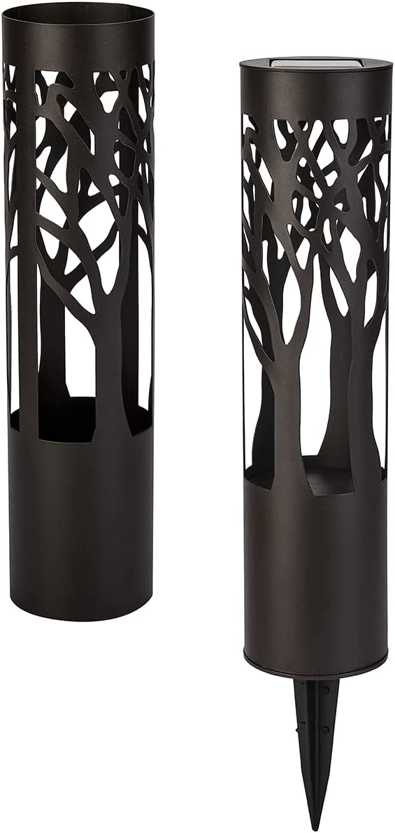SmartYard 12-Lumen Solar Bollard Light with Tree Design LED 2-Pack