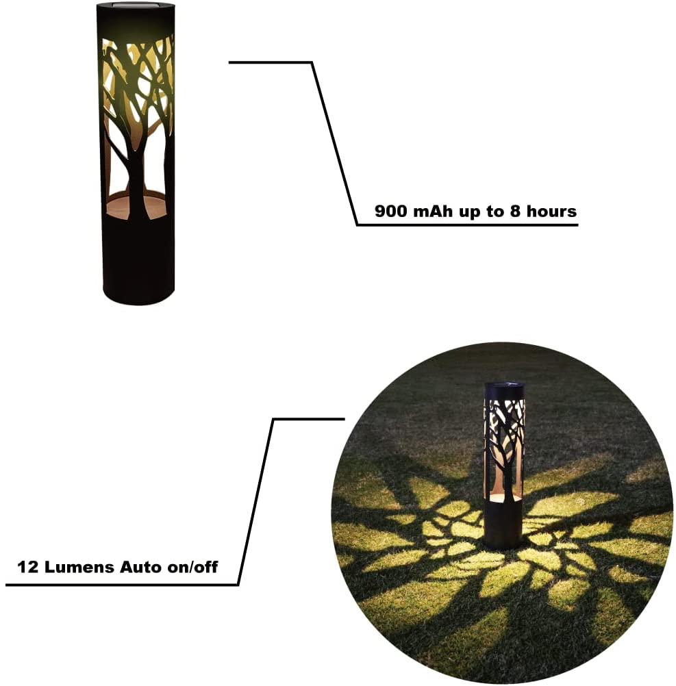 SmartYard 12-Lumen Solar Bollard Light with Tree Design LED 2-Pack