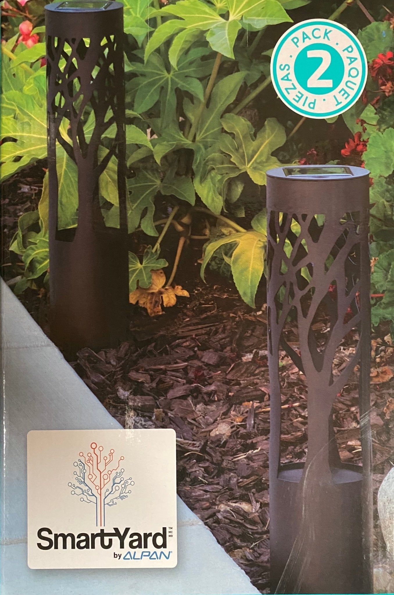 SmartYard 12-Lumen Solar Bollard Light with Tree Design LED 2-Pack