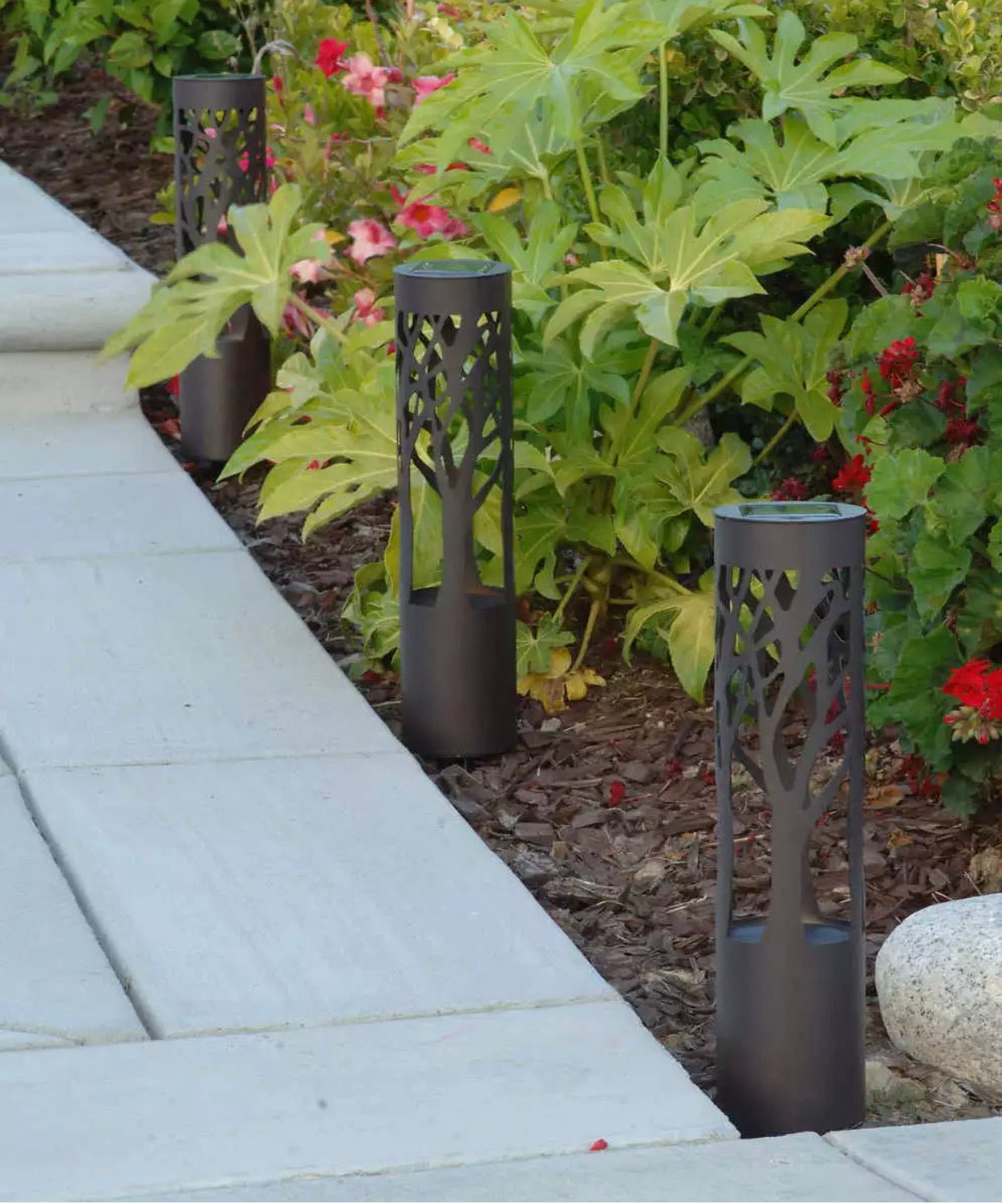 SmartYard 12-Lumen Solar Bollard Light with Tree Design LED 2-Pack