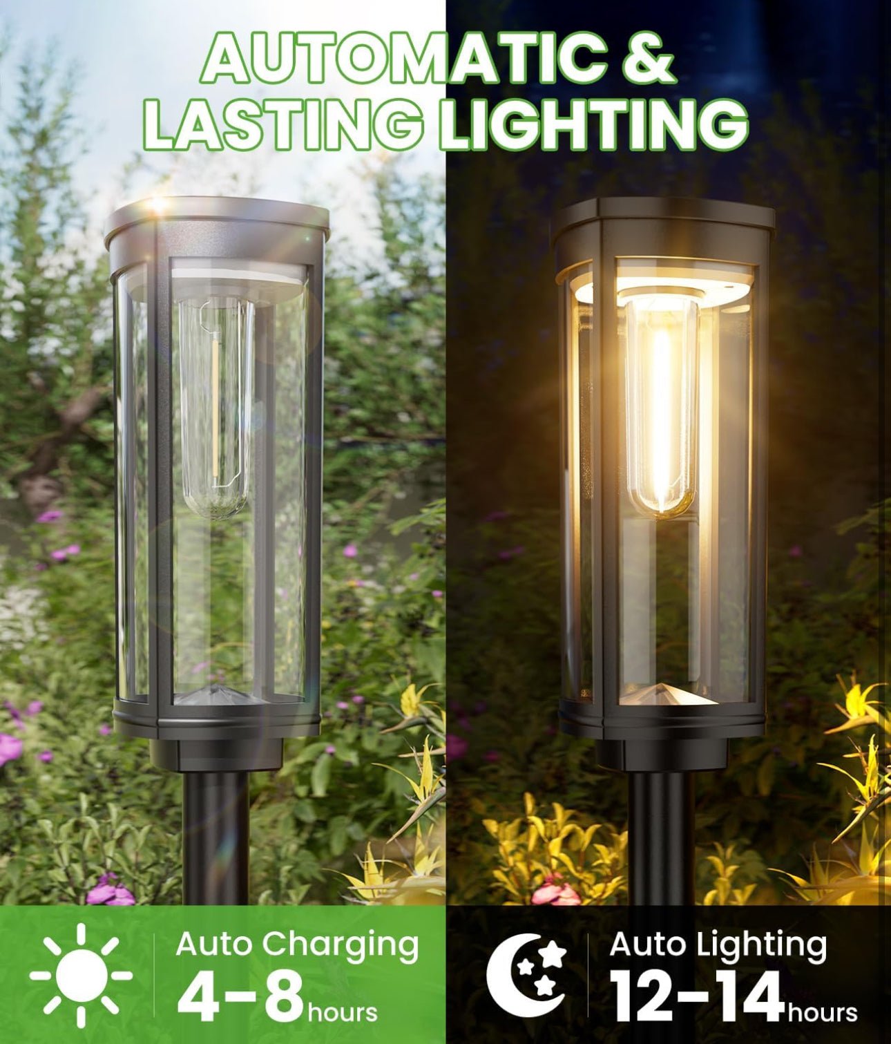 SmartYard 15 Lumen Bright Solar Lights Outdoor Pathway Lights Waterproof IP65, Auto On/Off 4 Pack