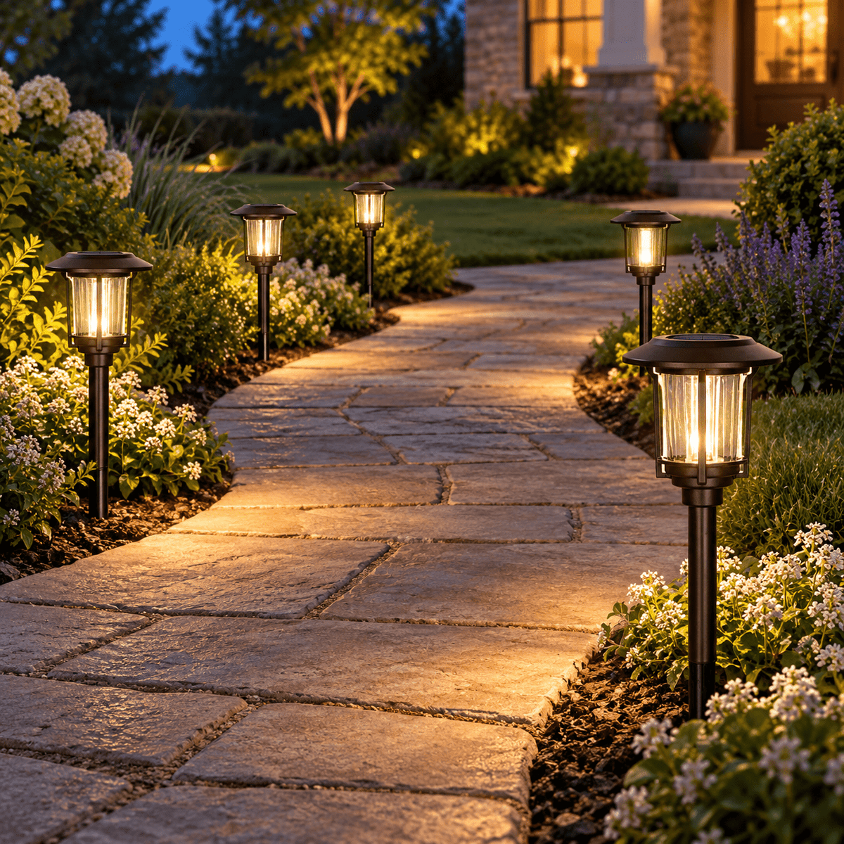 SmartYard 15-Lumen Solar Pathway Lights, Aluminum And Glass 6 Pack