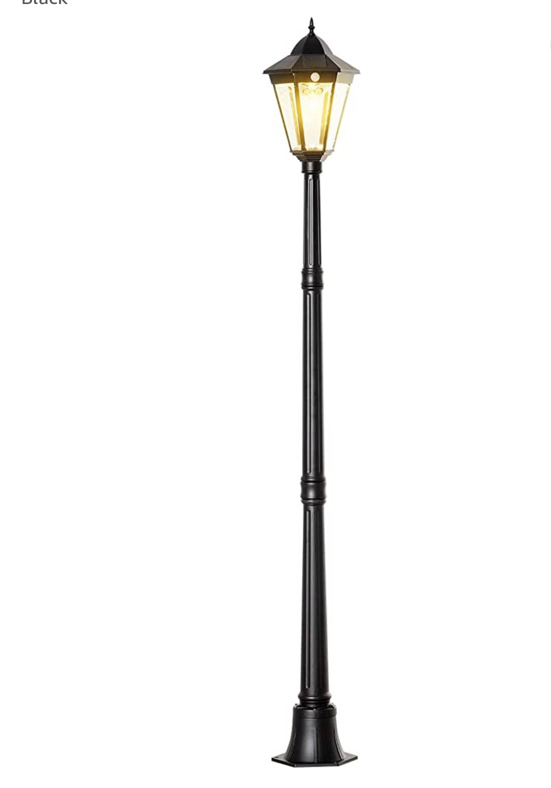 SmartYard 77" Solar Lamp Post Light, Waterproof Aluminum And Glass Outdoor Vintage Post Lamp