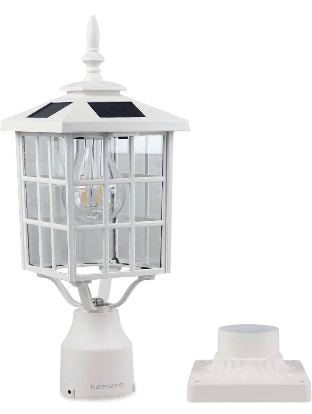 SmartYard LED Cast Aluminum Solar Post Light Fixture with 3-Inch Fitter Base for Outdoor Garden Post Pole Mount