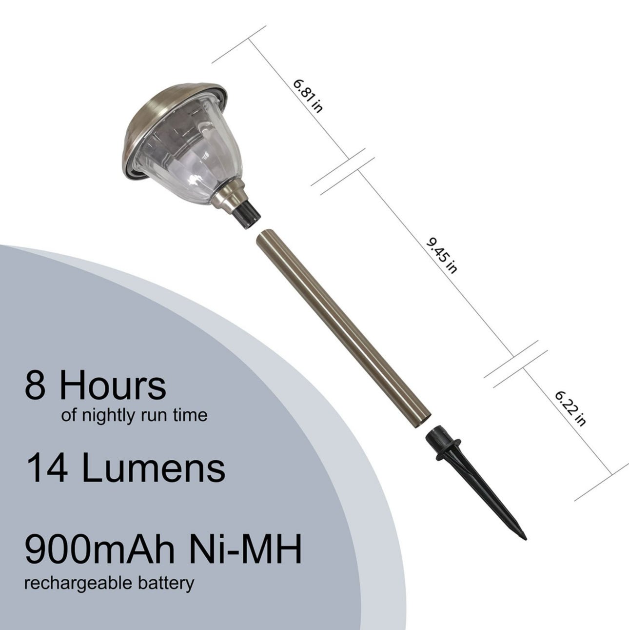 Enerigizer 10 Pack Solar Pathway LED Lights Outdoor 15 Lumen-Stainless Steel(Silver)