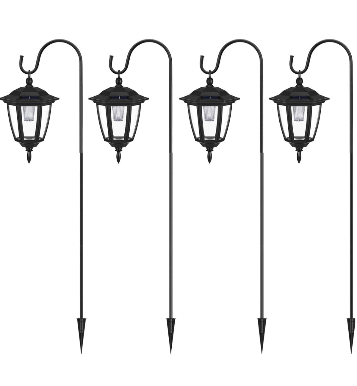 SmartYard Solar Hanging Lights 4-Pack – Dual-Use Shepherd Hook Garden Lights, 15 Lumen, White LED
