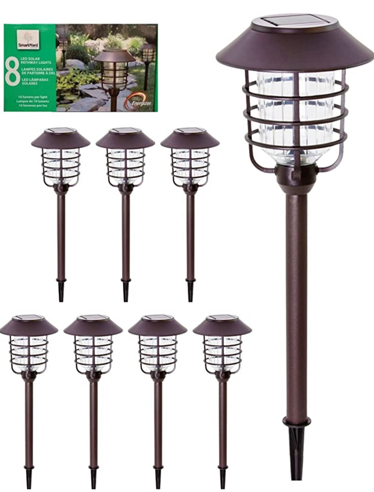 Smartyard Solar LED Large Pathway Lights Oil Rubbed Bronze 8-Pk