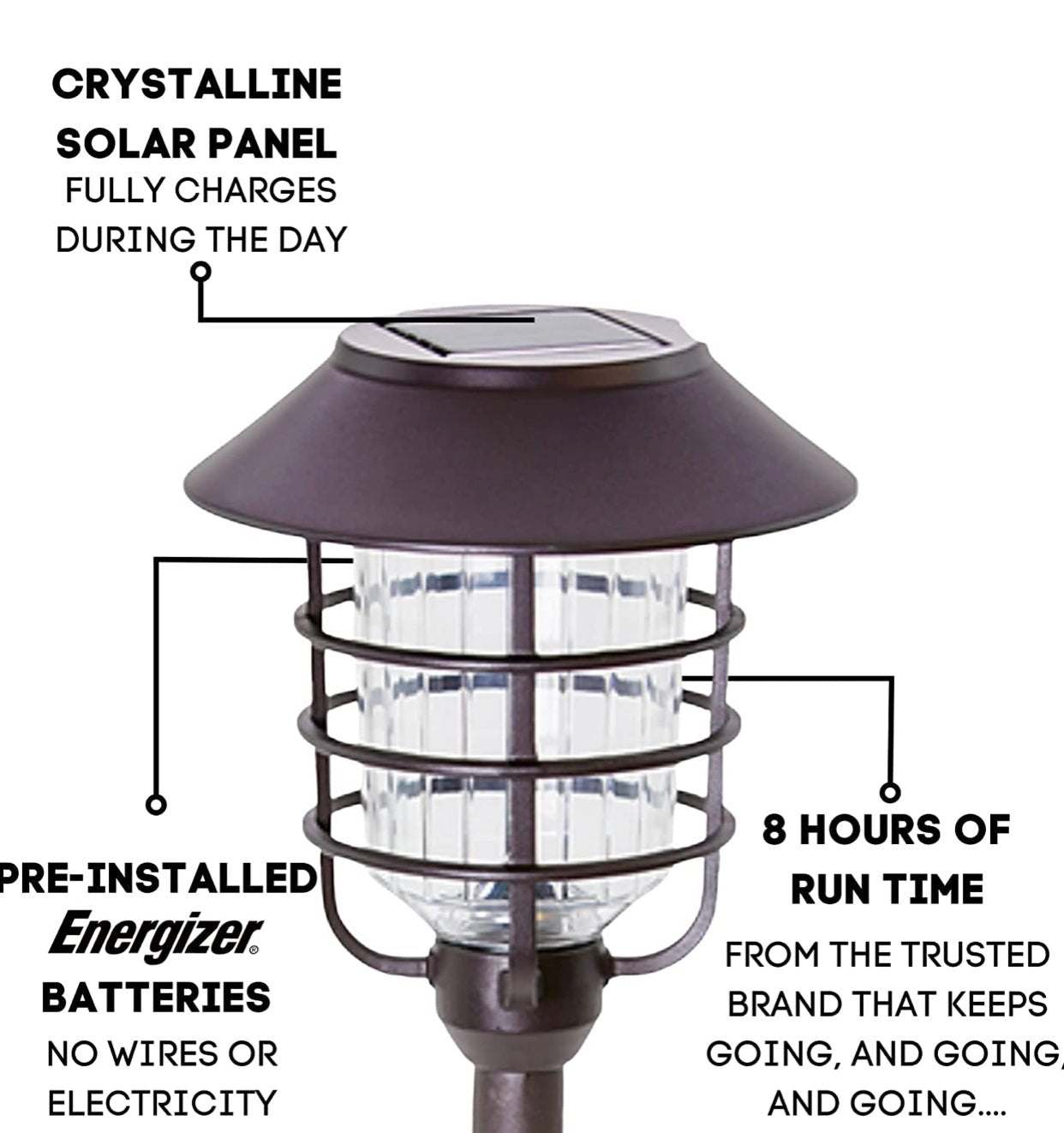 Smartyard Solar LED Large Pathway Lights Oil Rubbed Bronze 8-Pk