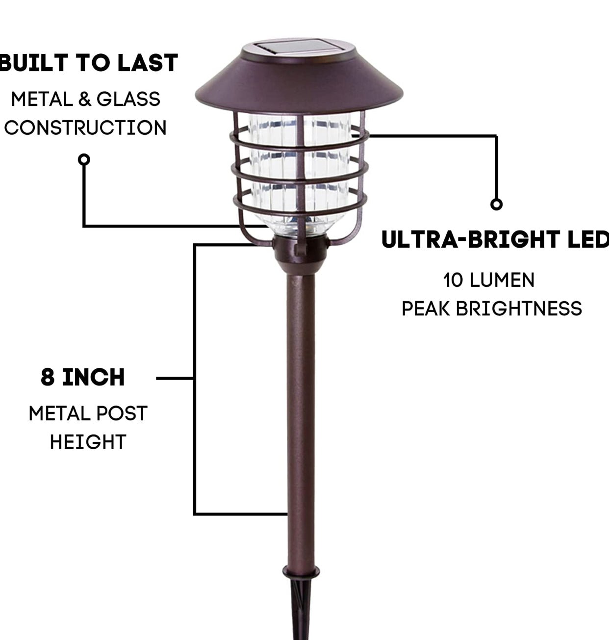 Smartyard Solar LED Large Pathway Lights Oil Rubbed Bronze 8-Pk