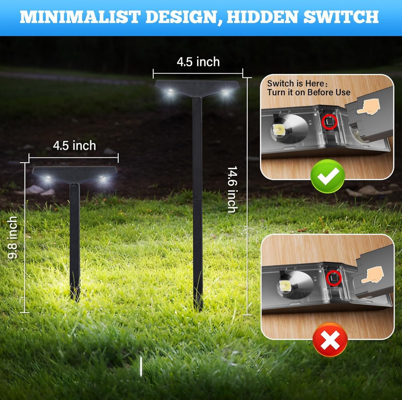 SmartYard Solar Modern Pathway Lights, 4 Pack -15 Lumen