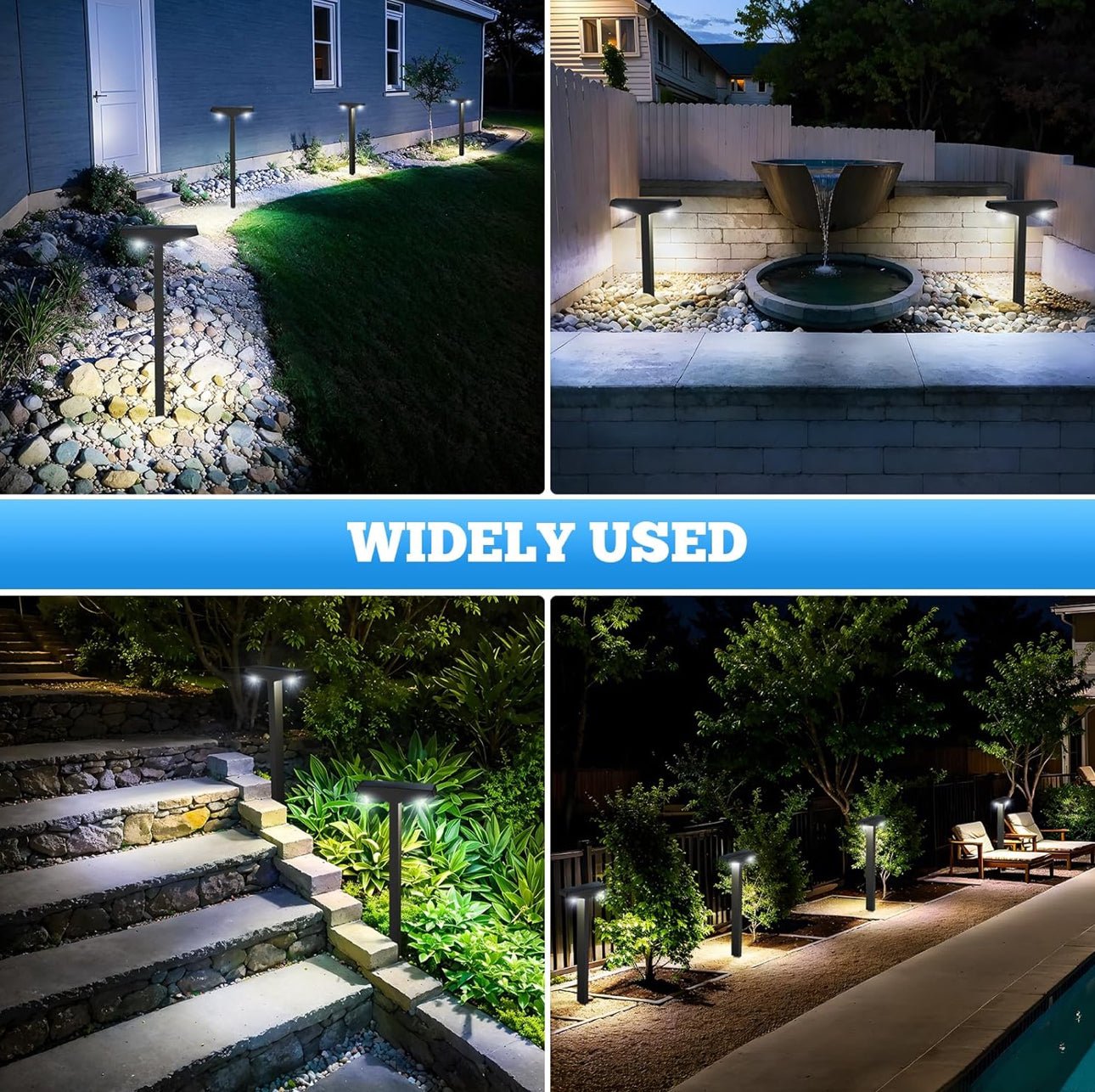 SmartYard Solar Modern Pathway Lights, 4 Pack -15 Lumen