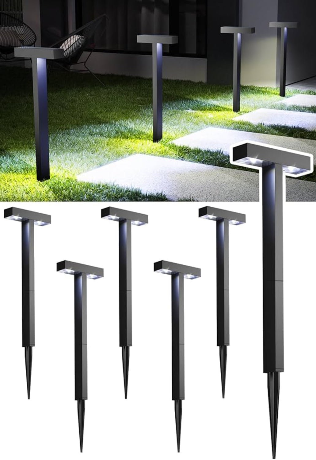 SmartYard Solar Modern Pathway Lights, 4 Pack -15 Lumen