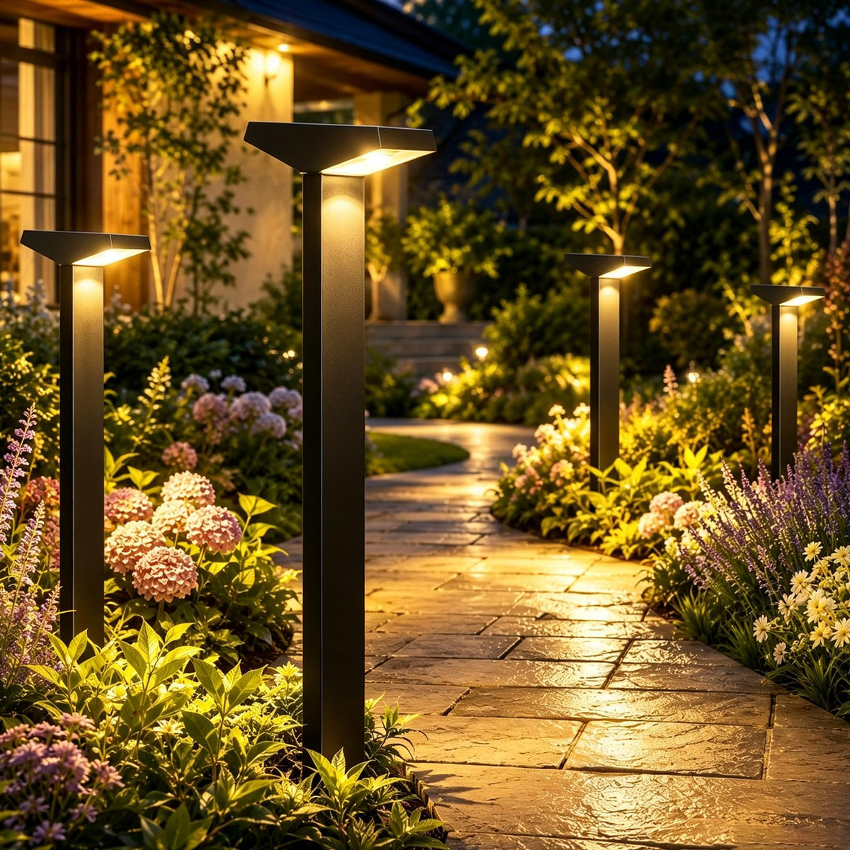 SmartYard Solar Modern Pathway Lights, 4 Pack -60 Lumen