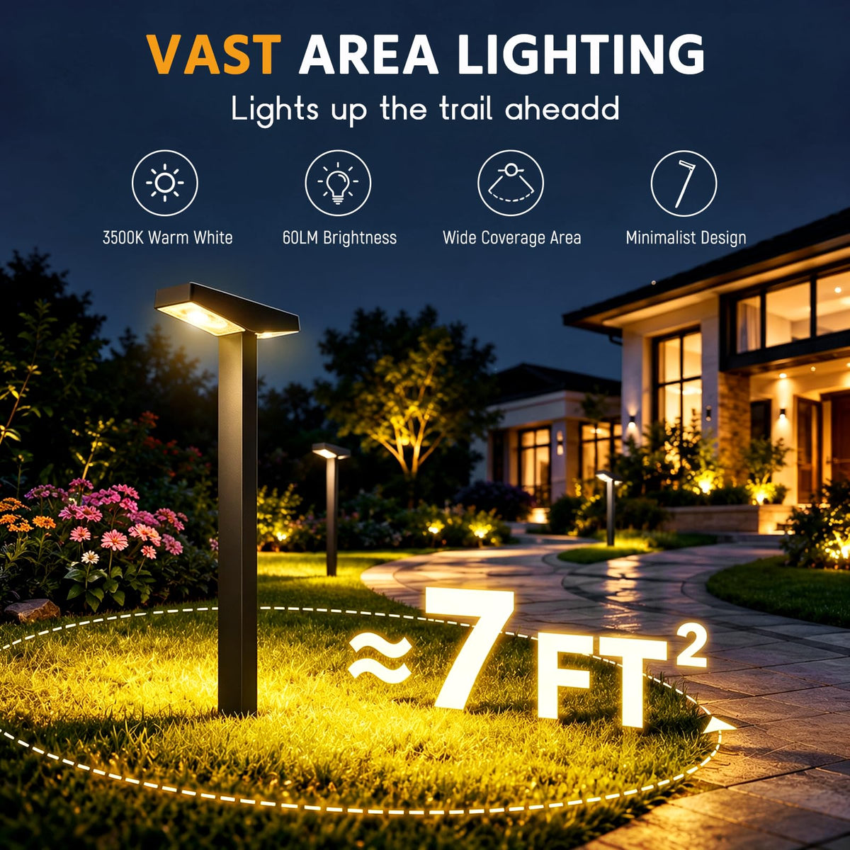 SmartYard Solar Modern Pathway Lights, 4 Pack -60 Lumen