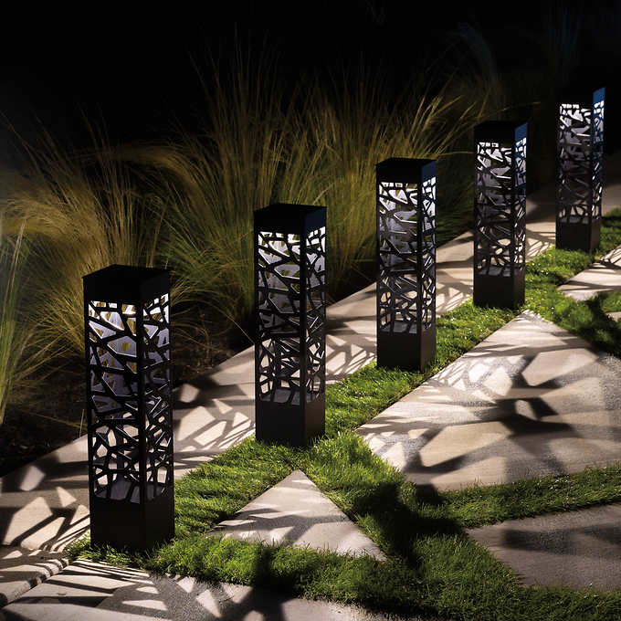 SmartYard Square Solar Bollard Pathway Lights – 35 Lumen, 5-pack