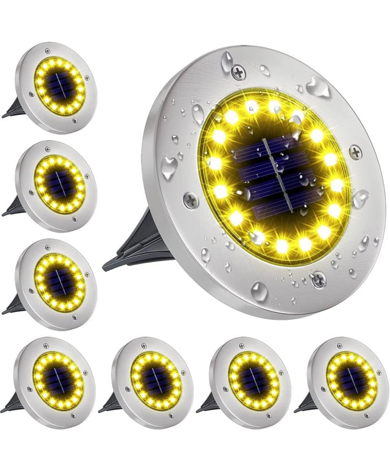 LumenX Solar Garden Disk Lights 16LED Solar Ground Lights Underground Lights,4 Pack-20 Lumen