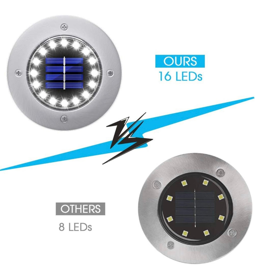 LumenX Solar Garden Disk Lights 16LED Solar Ground Lights Underground Lights,4 Pack-20 Lumen