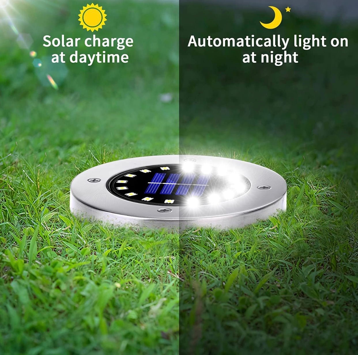 LumenX Solar Garden Disk Lights 16LED Solar Ground Lights Underground Lights,4 Pack-20 Lumen