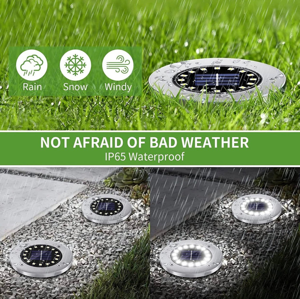 LumenX Solar Garden Disk Lights 16LED Solar Ground Lights Underground Lights,4 Pack-20 Lumen