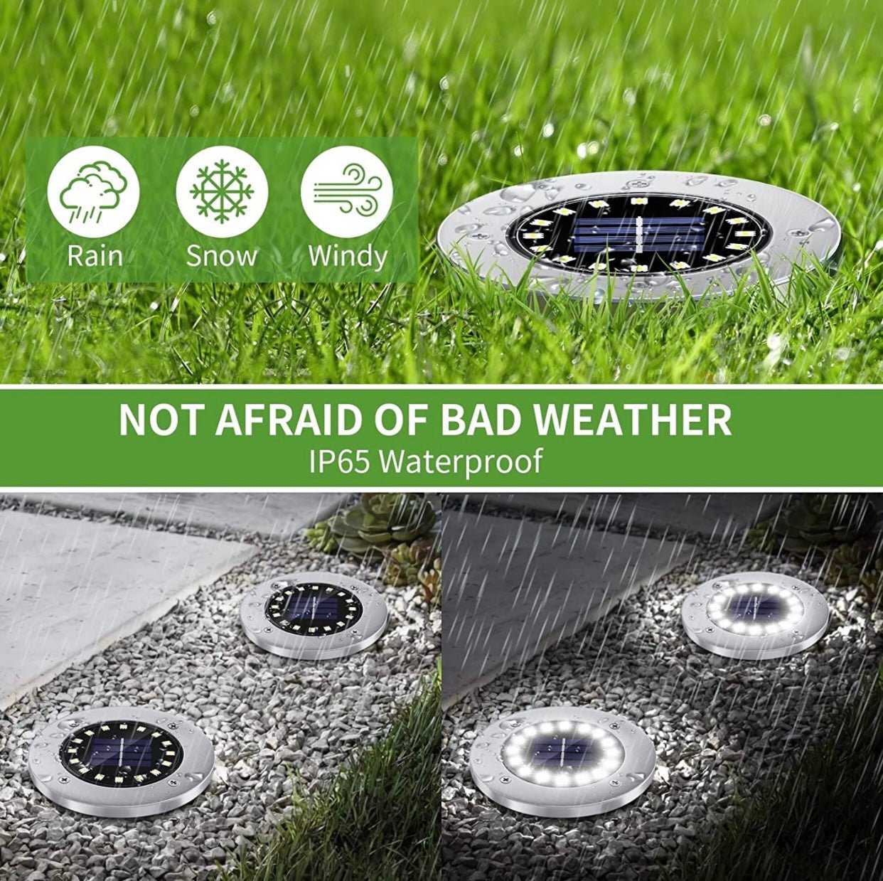LumenX Solar Garden Disk Lights 16LED Solar Ground Lights Underground Lights,4 Pack-20 Lumen