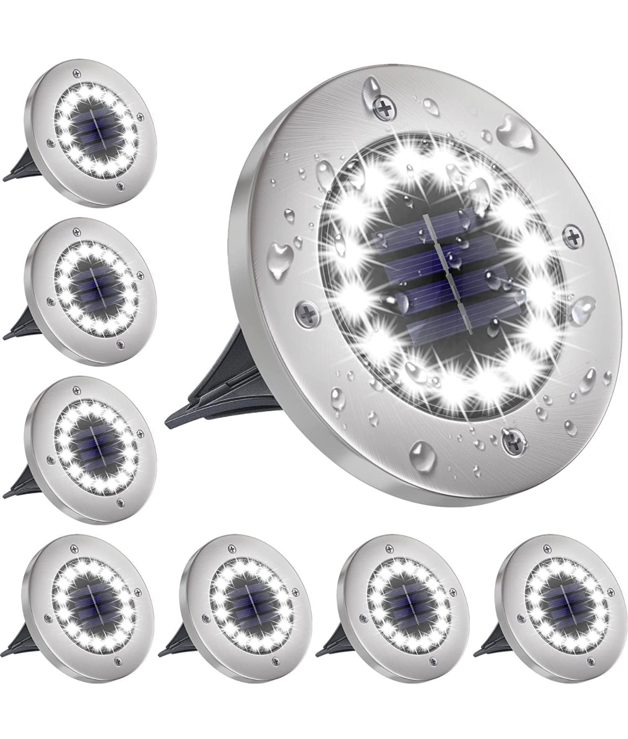 LumenX Solar Garden Disk Lights 16LED Solar Ground Lights Underground Lights,4 Pack-20 Lumen