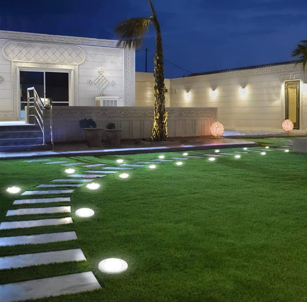 LumenX Solar Garden Disk Lights 16LED Solar Ground Lights Underground Lights,4 Pack-20 Lumen