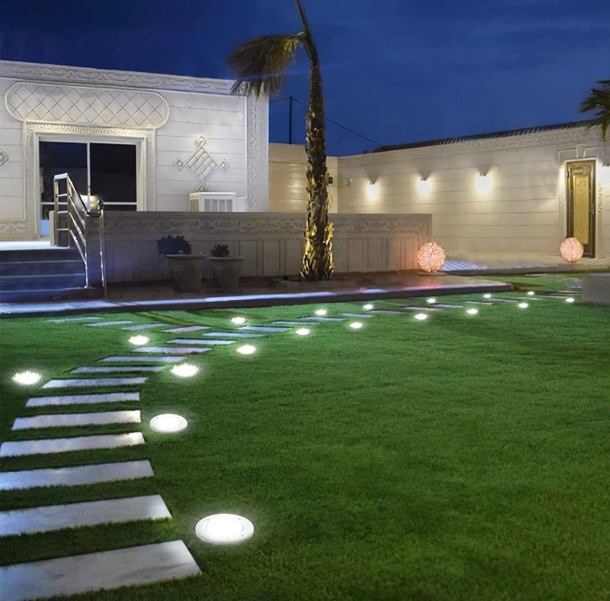 LumenX Solar Garden Disk Lights 16LED Solar Ground Lights Underground Lights,4 Pack-20 Lumen