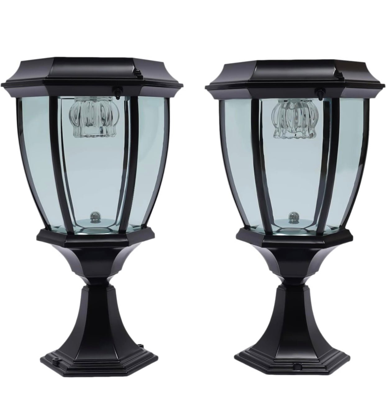 Solar Lamp Post Lights ,Outdoor Aluminum Floor Lamp,Waterproof Solar Powered Street Lights for Garden, Pathway, Driveway, Front/ Back Door, Warm White Solar Post Light,Replaceable Bulb(2 Pack)