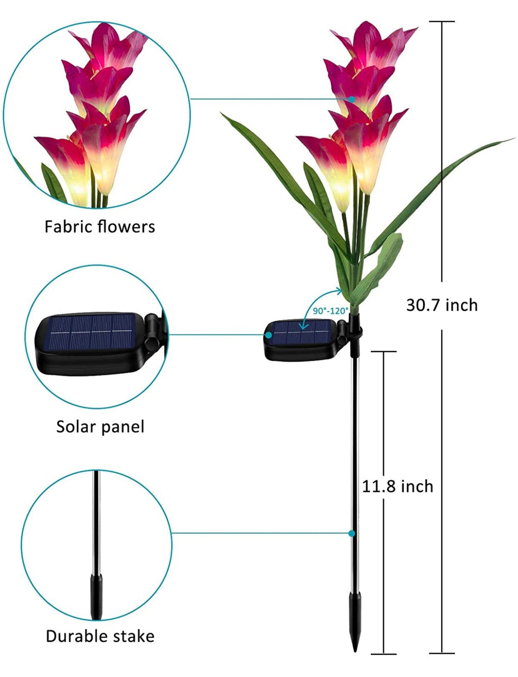 Solar Lily Flower Lights (Pack of 4 = 16 Flowers)