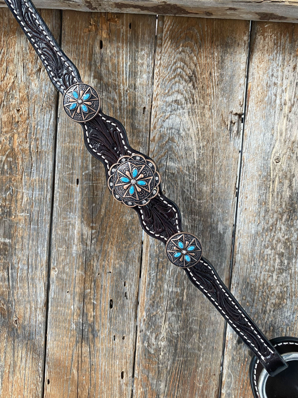 Dark Oil One Ear Headstall & Breastcollar Set #OEBC416