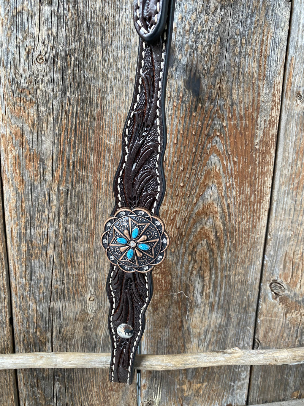 Dark Oil One Ear Headstall & Breastcollar Set #OEBC416