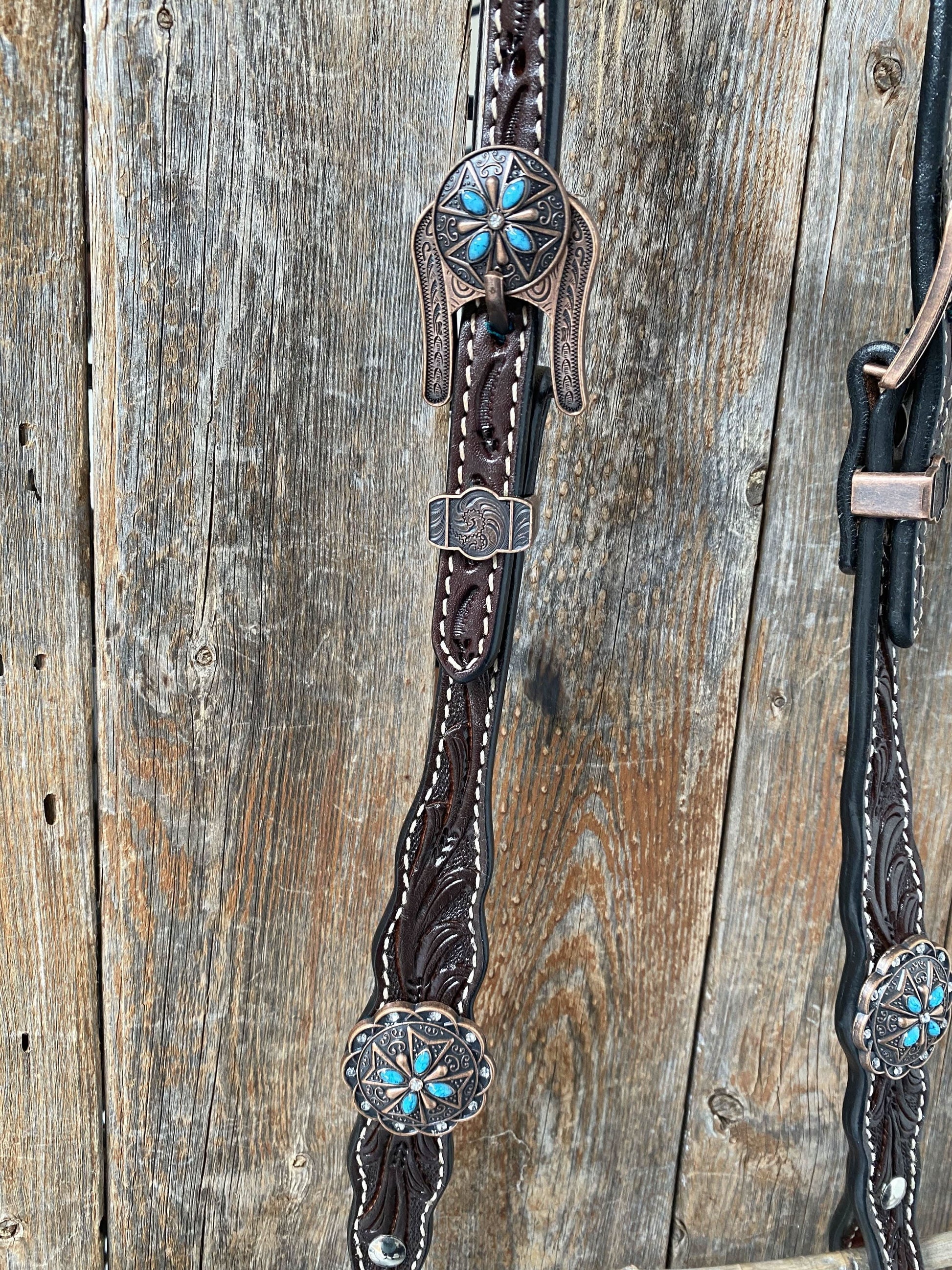 Dark Oil One Ear Headstall & Breastcollar Set #OEBC416