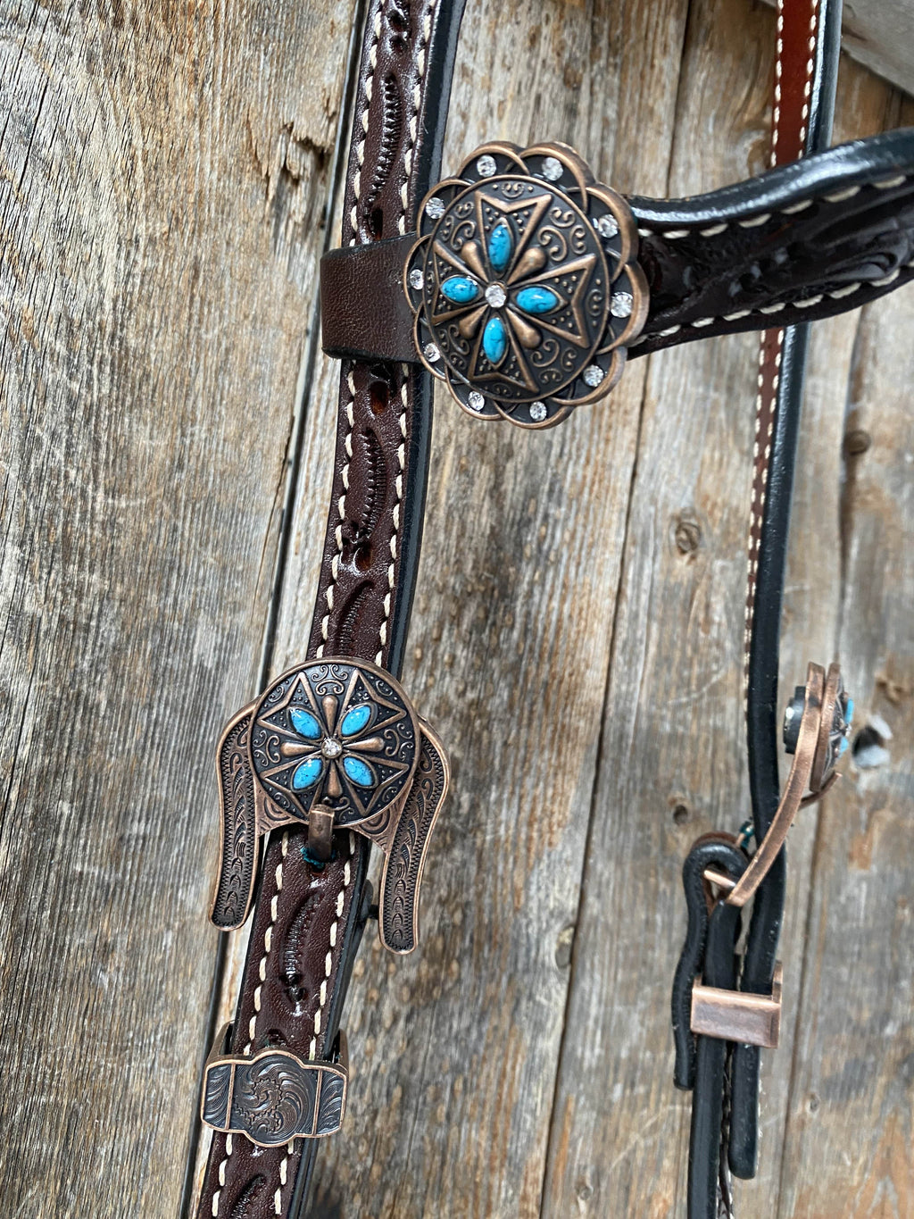 Dark Oil One Ear Headstall & Breastcollar Set #OEBC416