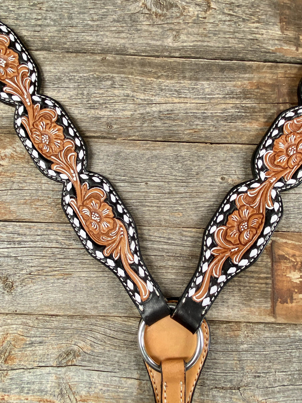 Floral Tooled Buckstitch Breastcollar