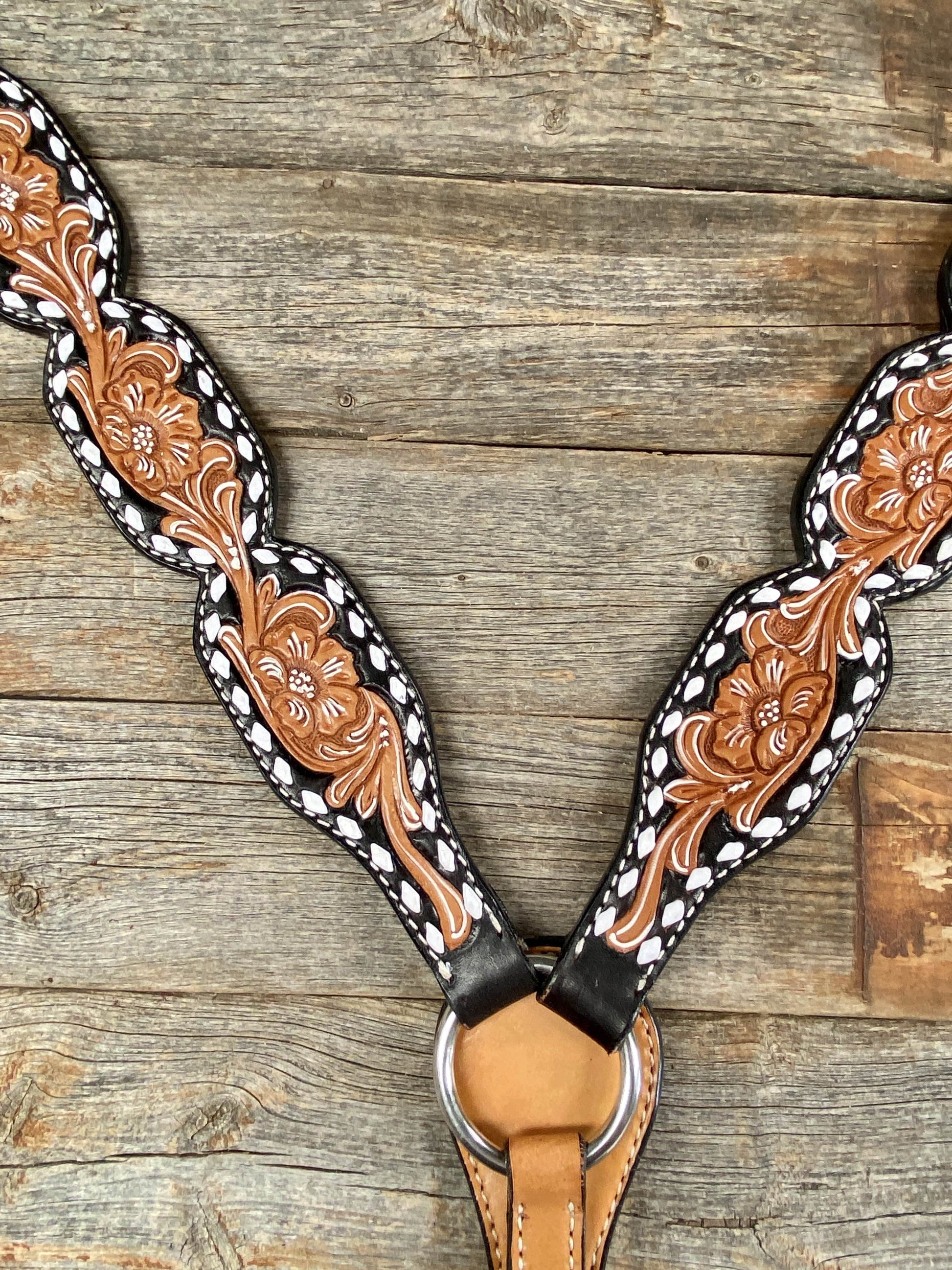 Floral Tooled Buckstitch Breastcollar