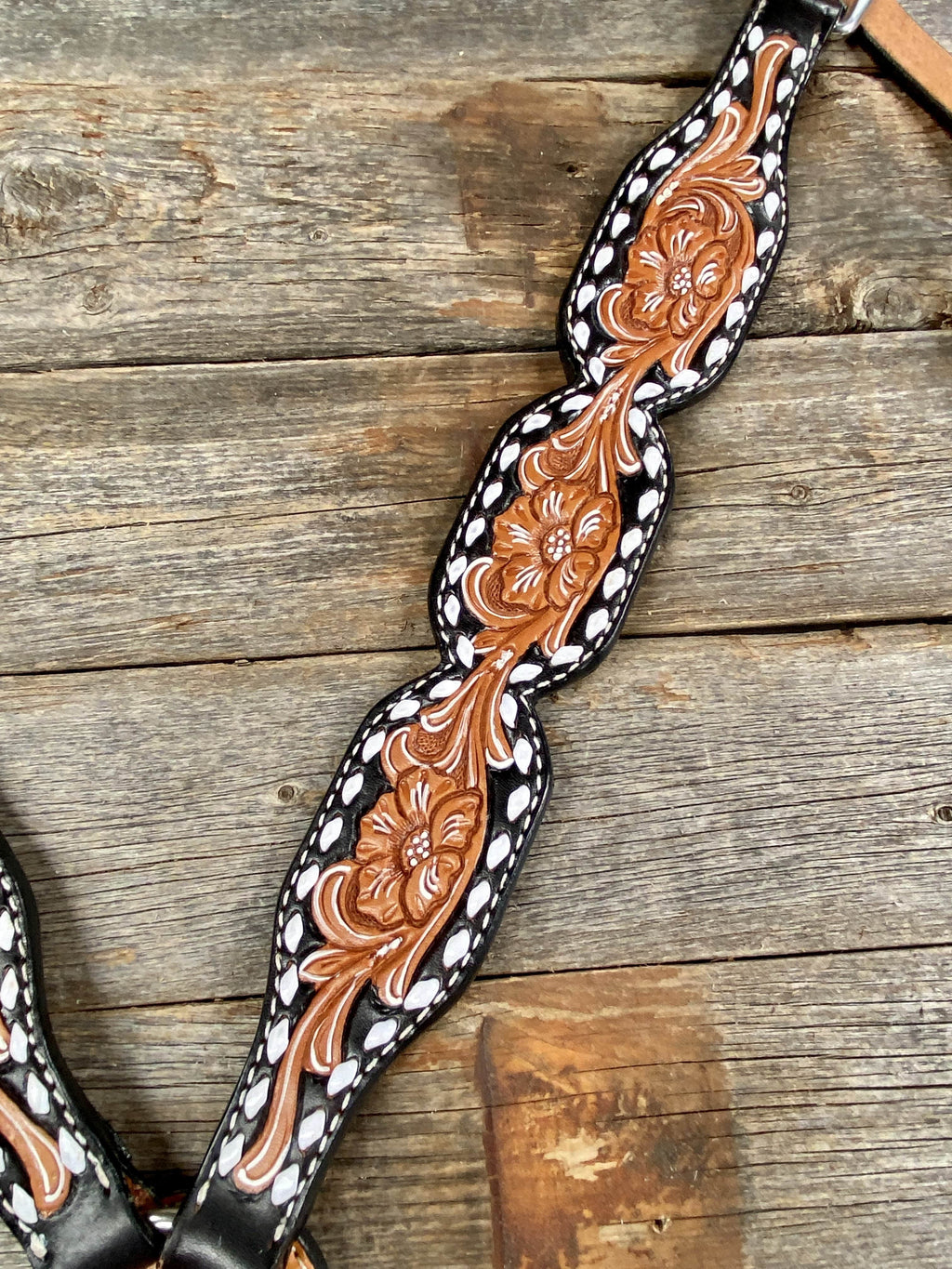 Floral Tooled Buckstitch Breastcollar