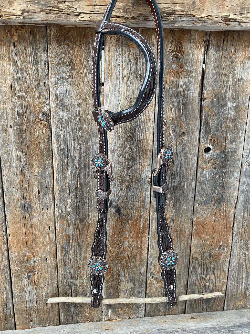 Dark Oil One Ear Headstall & Breastcollar Set #OEBC416