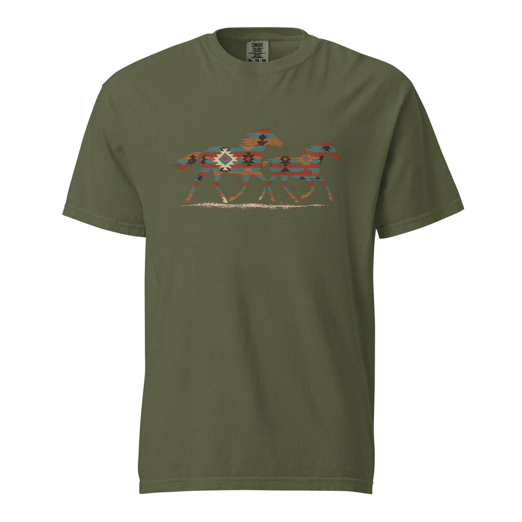 Tribal Running Horses Heavyweight T-Shirt