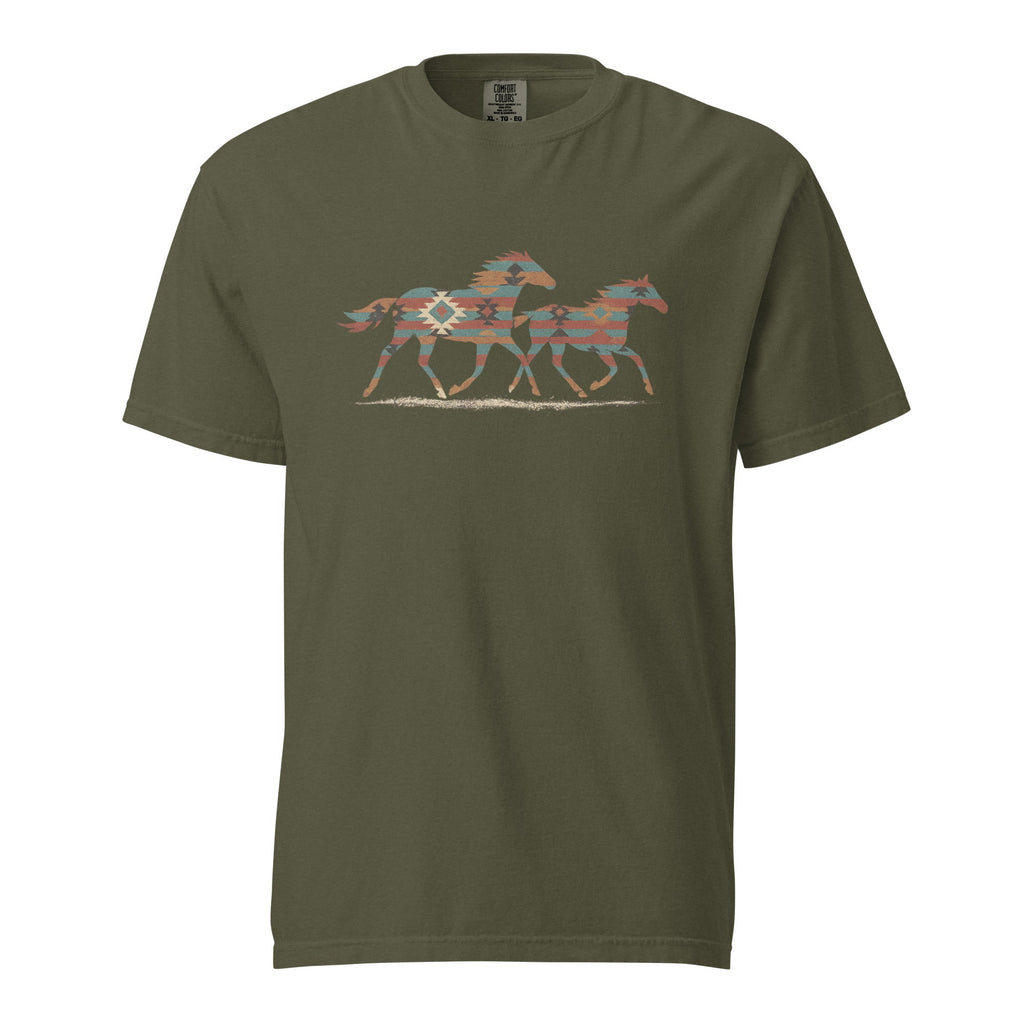 Tribal Running Horses Heavyweight T-Shirt