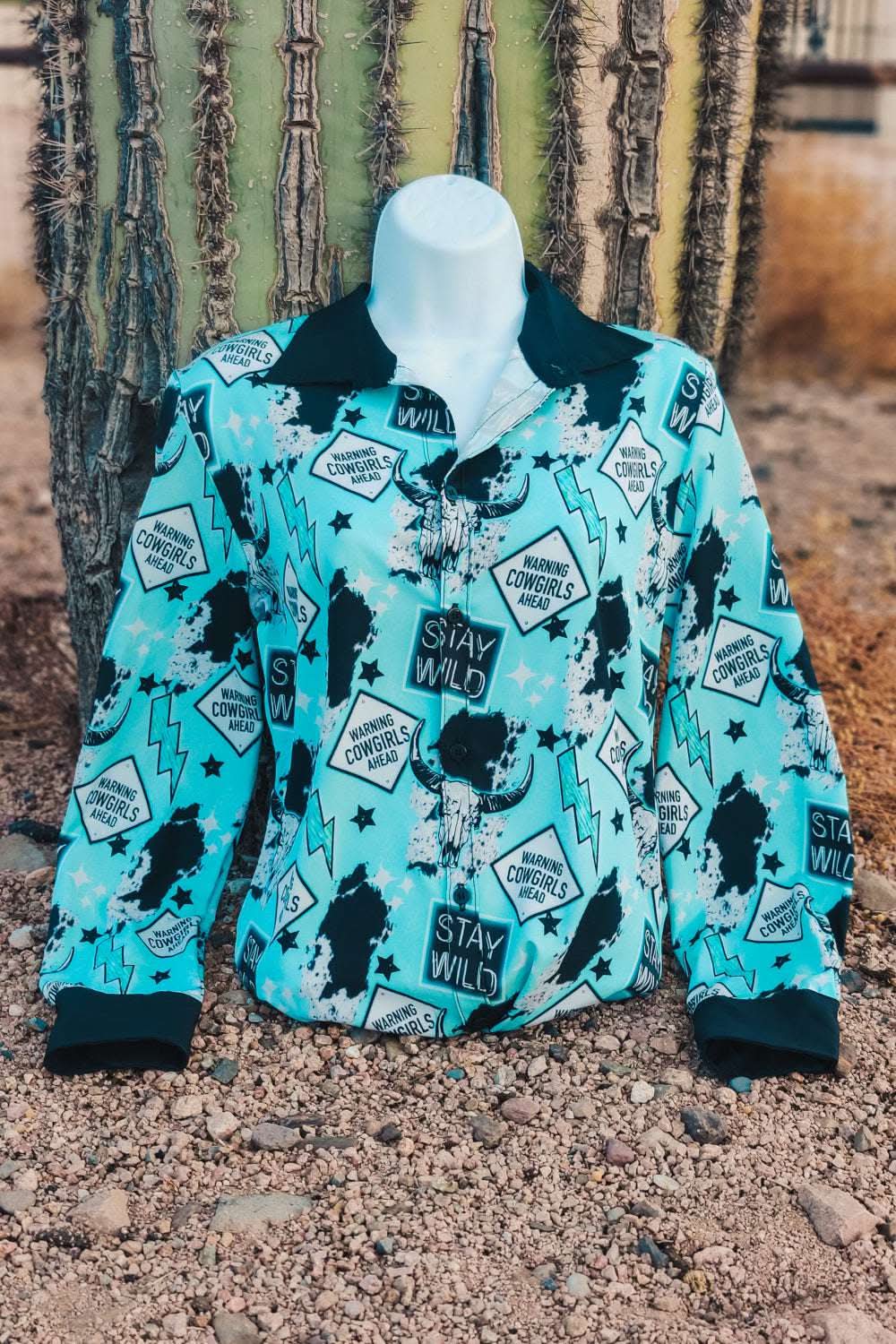 Warning Cowgirls Button Down