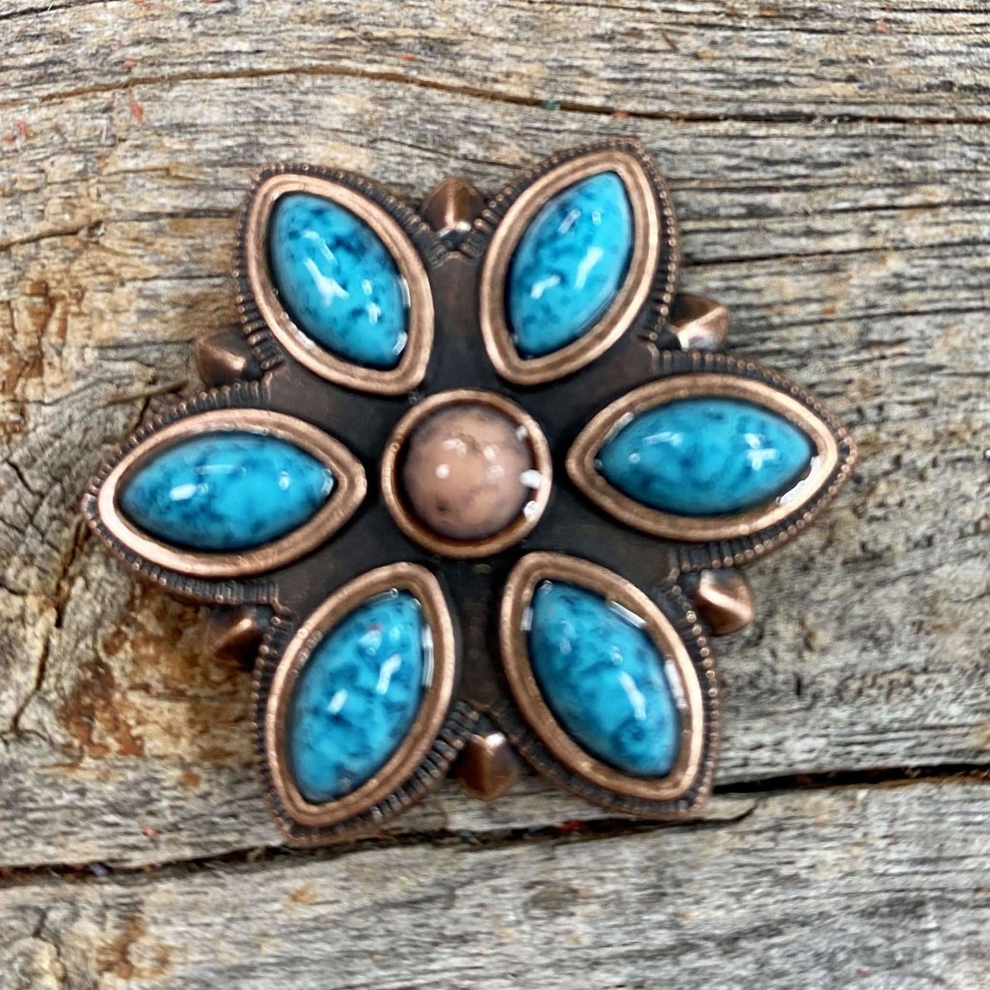 Copper Turquoise Flower 1.5"  W207L