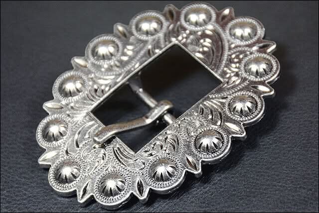 Western Screw Back Concho Stainless Steel Ed Leather Belt Floral Buckle