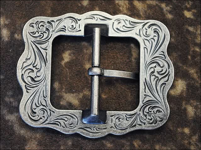 Western Screw Back Concho Silver Finished Belt Buckle With Rope Edge