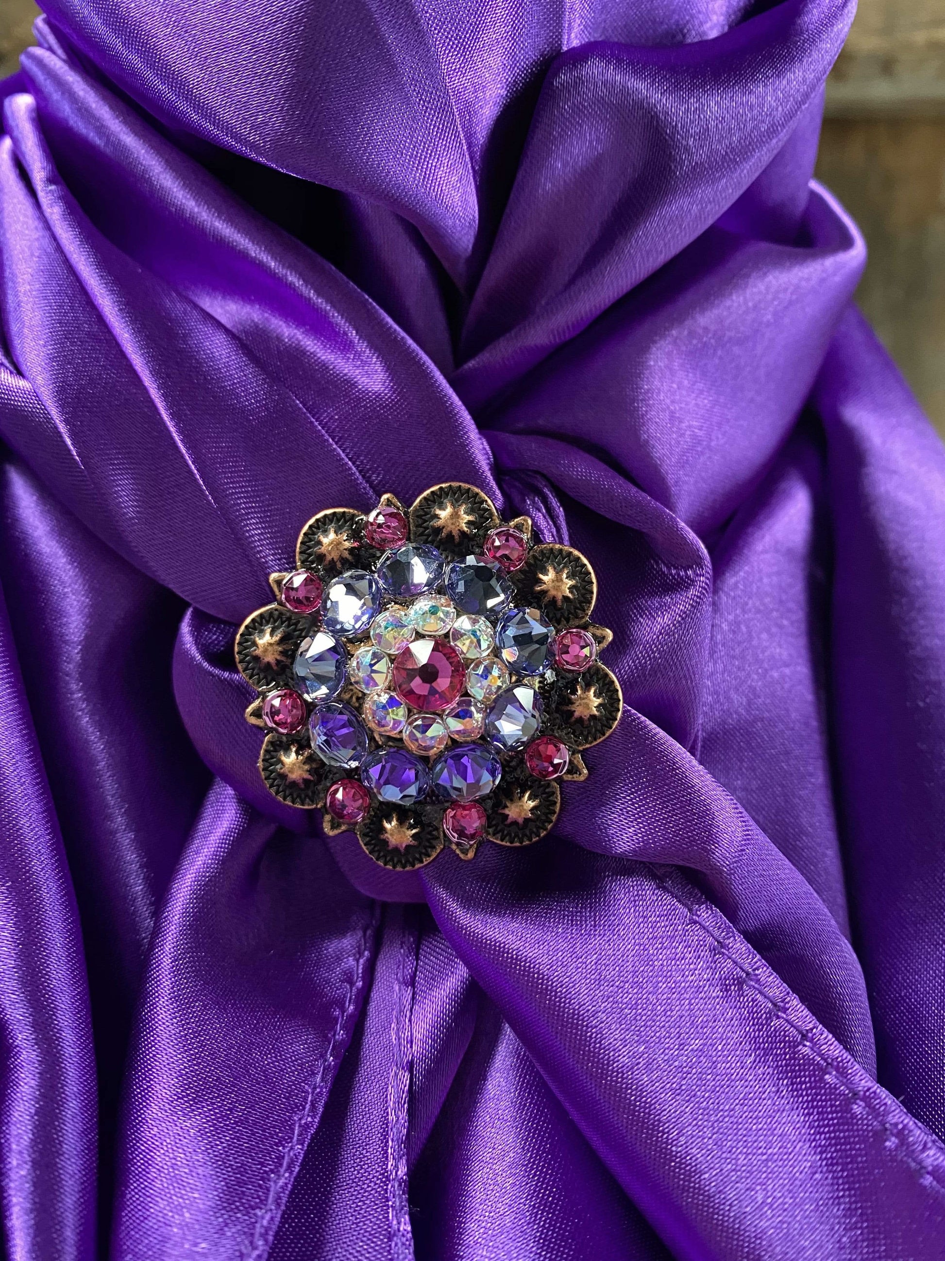 35X35"  Solid Purple Wild Rag / Scarf - Copper Fuchsia, AB, & Lilac Slide WRSC1A