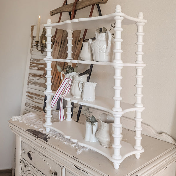 24 Inch White Spindle Wood Shelf