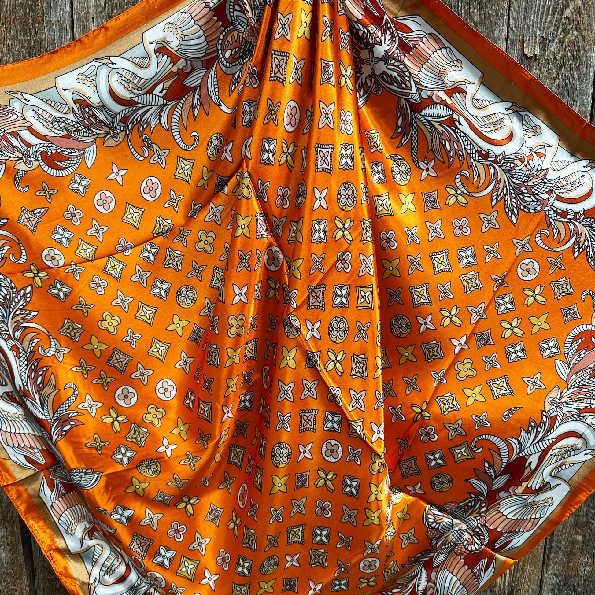 35X35"  Orange  Multi-Floral Wild Rag / Scarf WR913