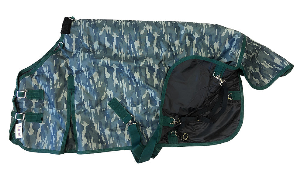 AJ Tack 1200D Waterproof Turnout Horse Blanket with Hood - Camouflage