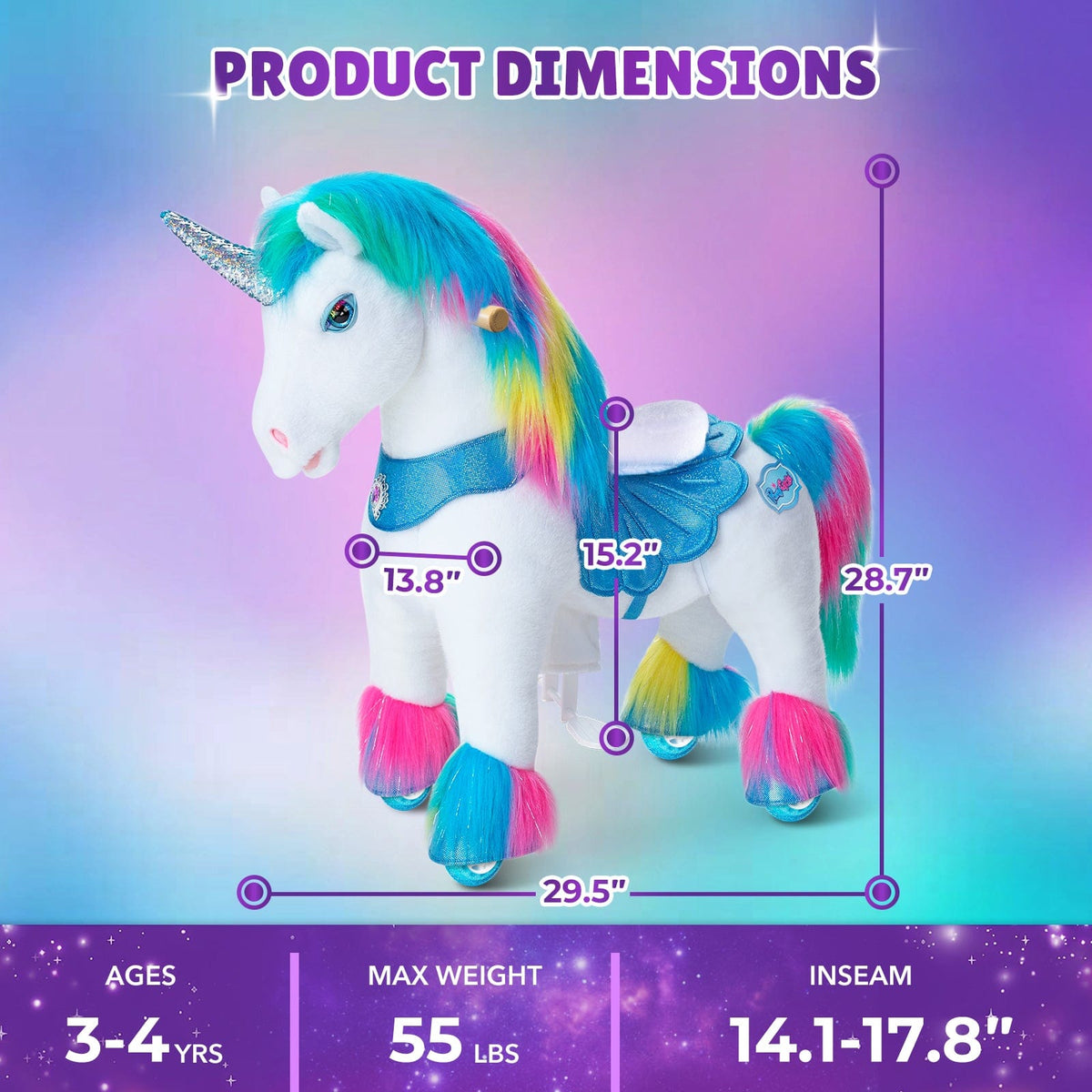 Model Y® Unicorn Ride-On Toy Age 3–4 – Rainbow